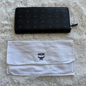 MCM Textured Black Zip Wallet